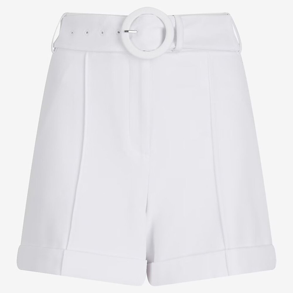Express Super High Waisted Belted Pintuck Shorts